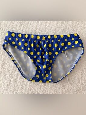 Blue & Yellow Polka Dot Bikini Bottom